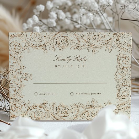 Wedding Scrollwork RSVP-kaart Kaart