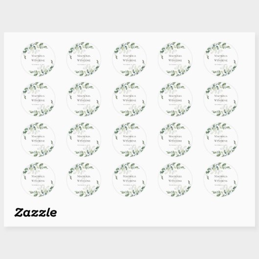 Wedding Seal Eucalyptus Greenery Ronde Sticker (Vel)