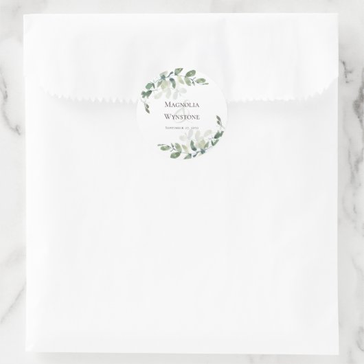 Wedding Seal Eucalyptus Greenery Ronde Sticker (Tas)