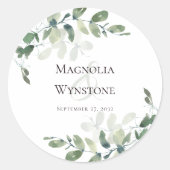 Wedding Seal Eucalyptus Greenery Ronde Sticker (Voorkant)