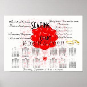 Wedding Seating Chart Hearts Destiny's Destiny Poster