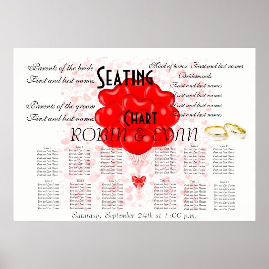 Wedding Seating Chart Hearts Destiny's Destiny Poster (Voorkant)