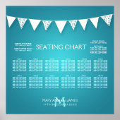 Wedding Seating Chart Love Bunting Turquoise Poster (Voorkant)