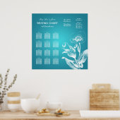Wedding Seating Chart Poppy Turquoise Poster (Keuken)