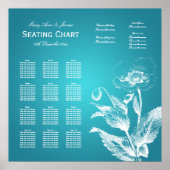 Wedding Seating Chart Poppy Turquoise Poster (Voorkant)