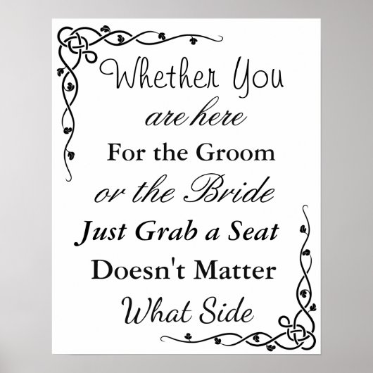 Wedding Seating Chart, Sit "where"-Poster Poster (Voorkant)