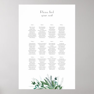 Wedding Seating Chart, tabelplan Greenery #1 Poster