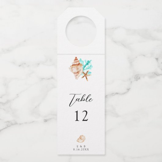 Wedding Seating Chart Table Coastal Beach Flessenhanger (Voorkant)