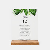 Wedding Seating Chart Table Tropical Greenery  Acryl Bord (Voorkant)