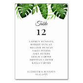 Wedding Seating Chart Table Tropical Greenery  Kaart (Voorkant)