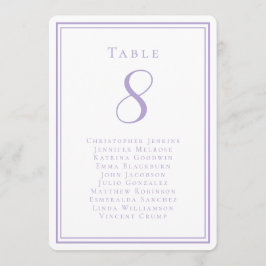 Wedding Seating List Guest Table Number Lavender Kaart