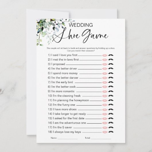 Wedding Shoe Vrijgezellenfeest spel Kaart (Voorkant)