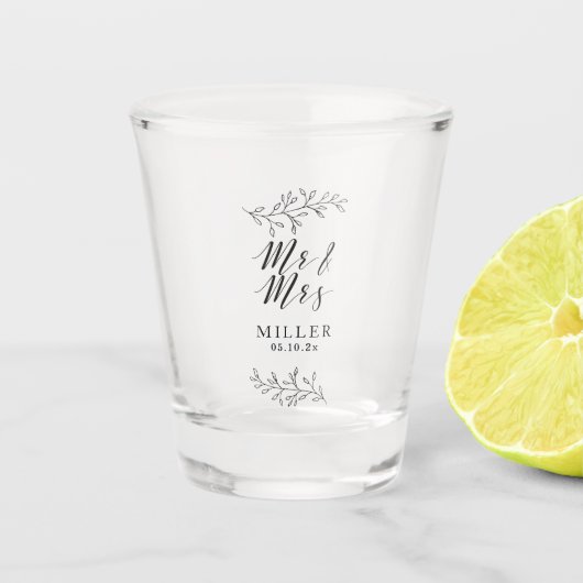 Wedding Shot Glass Favor, eenvoudig gepersonalisee Glas (Voorkant)