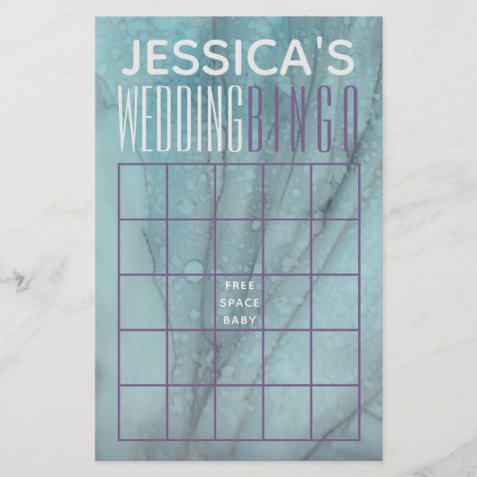 Wedding Shower BINGO Turquoise en Lavenders Flyer (Voorkant)