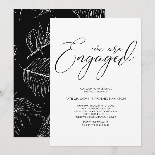 Wedding Shower Engagement Party Script Lettering Kaart (Voorkant / Achterkant)