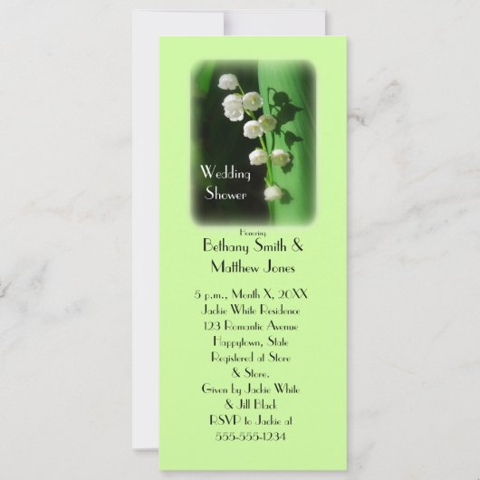 Wedding Shower Green Invitation Lily van de Valley Kaart (Voorkant)