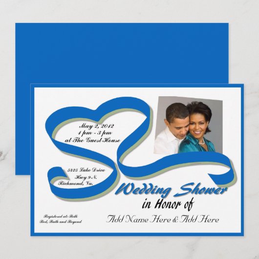 WEDDING SHOWER - INVITATIE KAART (Voorkant / Achterkant)