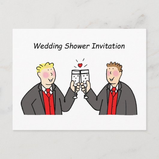 Wedding Shower nodigt twee Grooms uit. Uitnodiging Briefkaart (Voorkant)