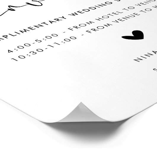 Wedding Shuttle Service Sign Poster (Hoek)