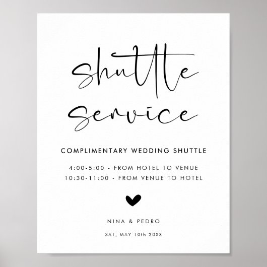Wedding Shuttle Service Sign Poster (Voorkant)