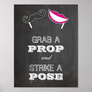 Wedding sign - Grab a prop and strike a pose Poster