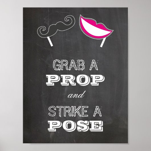Wedding sign - Grab a prop and strike a pose Poster (Voorkant)
