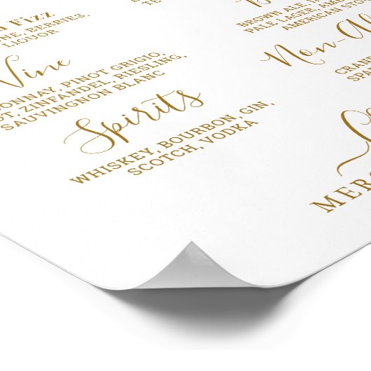 Wedding Signature Drink Personalized Gold Bar Poster (Hoek)