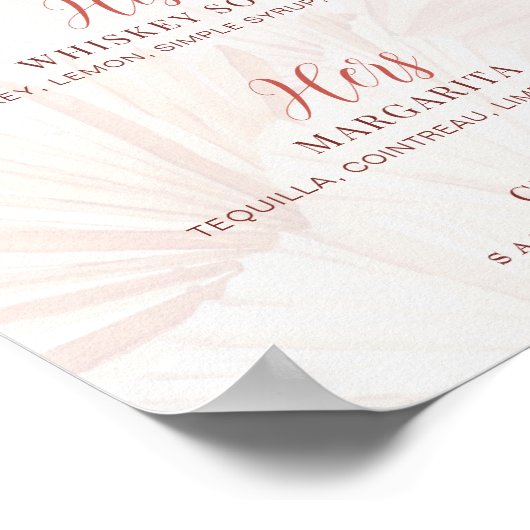 Wedding Signature Drink Zijn Hers Cocktail Open Ba Poster (Hoek)