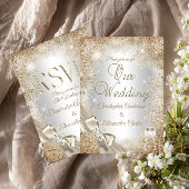 Wedding Silver Beige Cream Pearl Bow Snowflake Kaart