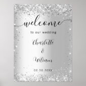 Wedding Silver glitter-naamgevingsscript welkomstw Poster (Voorkant)