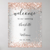 Wedding Silver roos Gold names script welkomstwoor Poster (Voorkant)