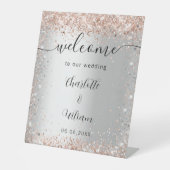 Wedding Silver roos Gold names script welkomstwoor Reclamebord Met Voetstuk (Voorkant)