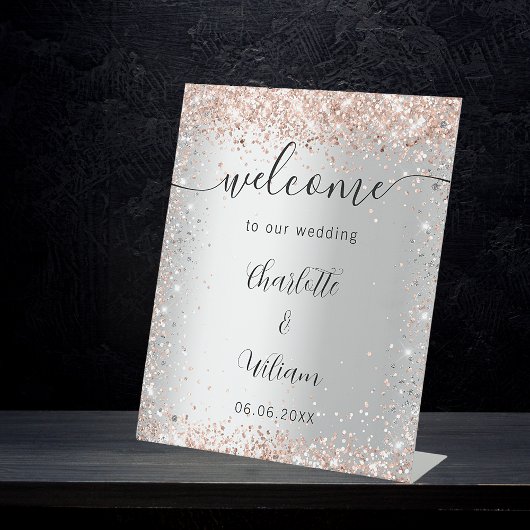 Wedding Silver roos Gold names script welkomstwoor Reclamebord Met Voetstuk