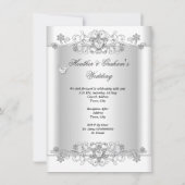 Wedding Silver White Diamond Hearts Kaart (Achterkant)