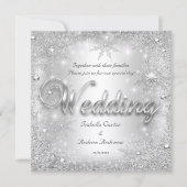 Wedding Silver Winter Wonderland Snowflakes Kaart (Voorkant)