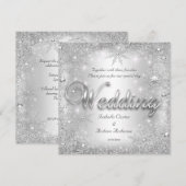 Wedding Silver Winter Wonderland Snowflakes Kaart (Voorkant / Achterkant)