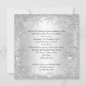 Wedding Silver Winter Wonderland Snowflakes Kaart (Achterkant)