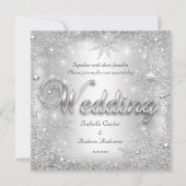 Wedding Silver Winter Wonderland Snowflakes Kaart (Voorkant)