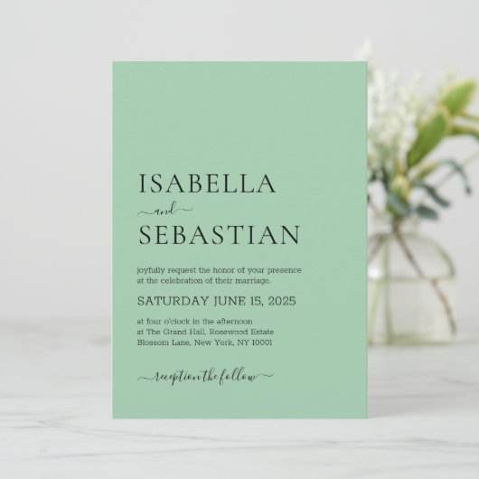 Wedding Simple Dark Sea Green Kaart (Staand voorkant)