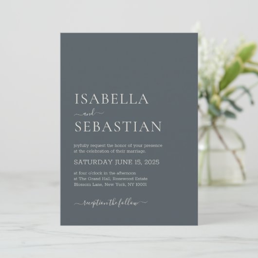 Wedding Simple Dark Slate Gray Kaart (Staand voorkant)