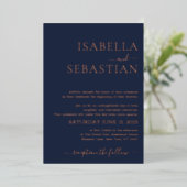 Wedding Simple Midnight Blue Navy Foil Folie Uitnodiging (Staand Voorkant)