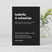 Wedding Simple Modern Black Retro Font Kaart (Staand voorkant)