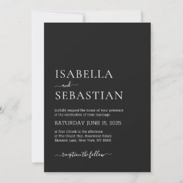 Wedding Simple Modern Dark Gray Kaart