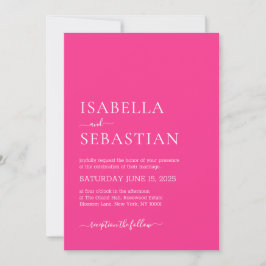 Wedding Simple Modern Deep Pink Kaart