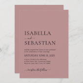 Wedding Simple Modern Dusty Rose Soft Elegant Kaart (Voorkant / Achterkant)