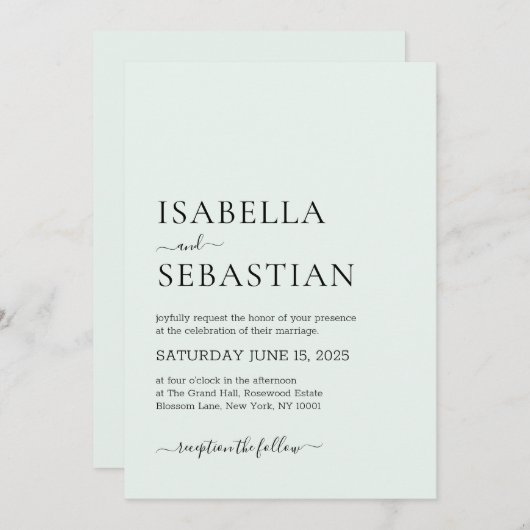 Wedding Simple Modern Honey Dew Kaart (Voorkant / Achterkant)