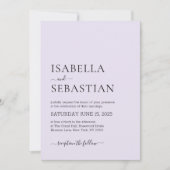 Wedding Simple Modern Lavender Kaart (Voorkant)