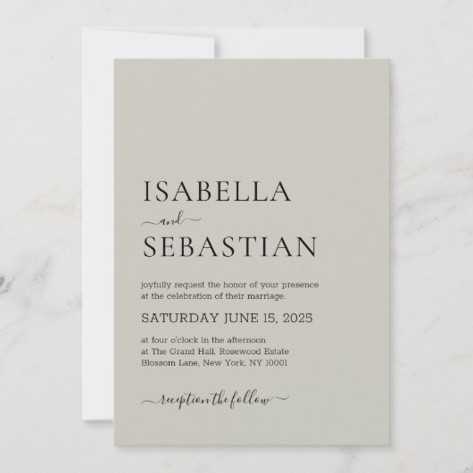 Wedding Simple Modern Light Gray Kaart (Voorkant)