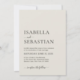 Wedding Simple Modern Linen Ivory Kaart