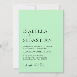 Wedding Simple Modern Pale Green Kaart